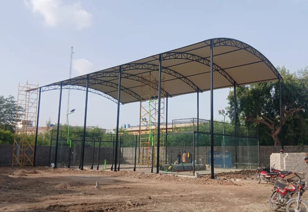 Padel Court Tensile Shades structure from the FR Tensile Shades portfolio